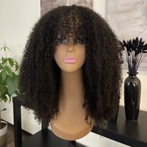 Afro Kinky Curly Human Hair wig 180% density No Lace Slip on and Go